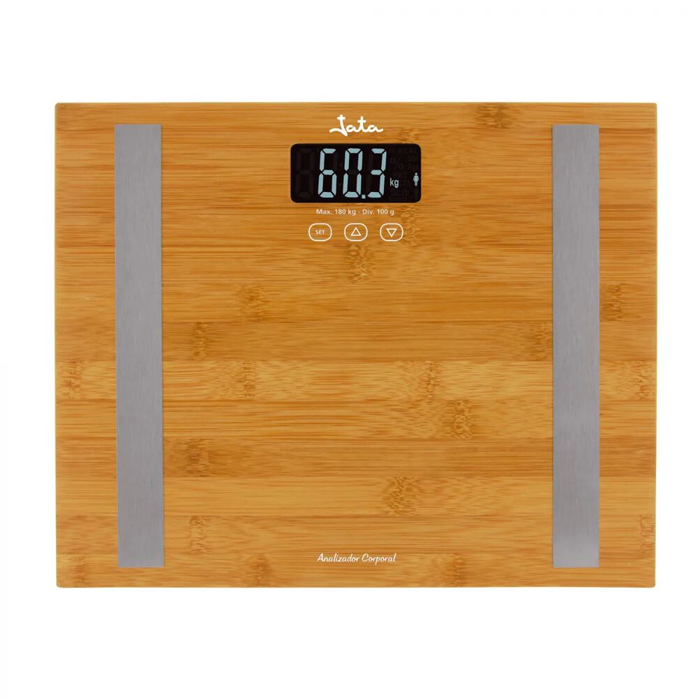Elegante Analizador Fitness Con Superficie De Bambú Natural Marca Jata image number 0.0