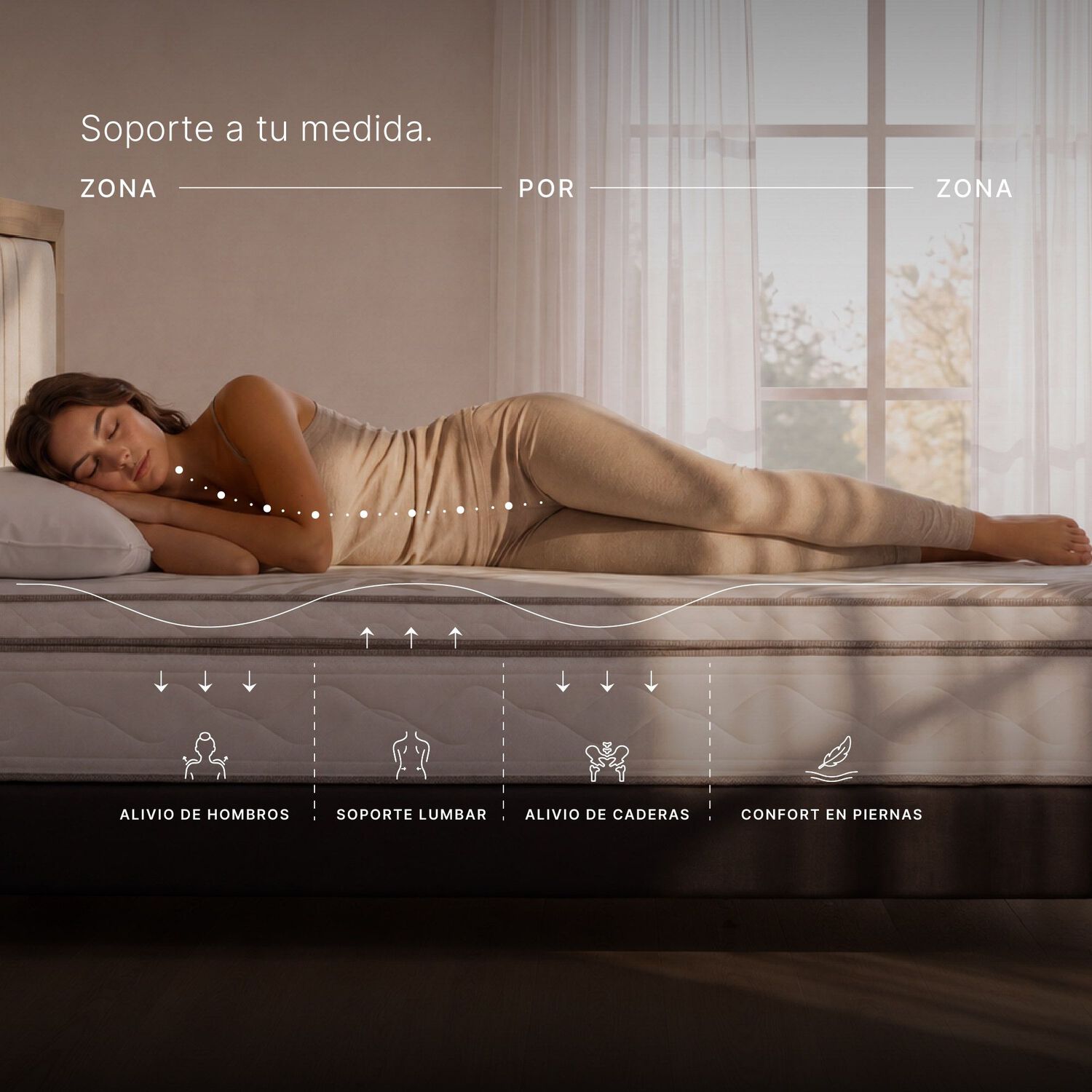 Cama Europea Rosen New Style 6 Plus + Respaldo Lucio / 2 Plazas / Base Normal + Respaldo image number 2.0