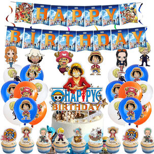Pack Cumpleaños One Piece Globos Toppers Cinta Y Mas
