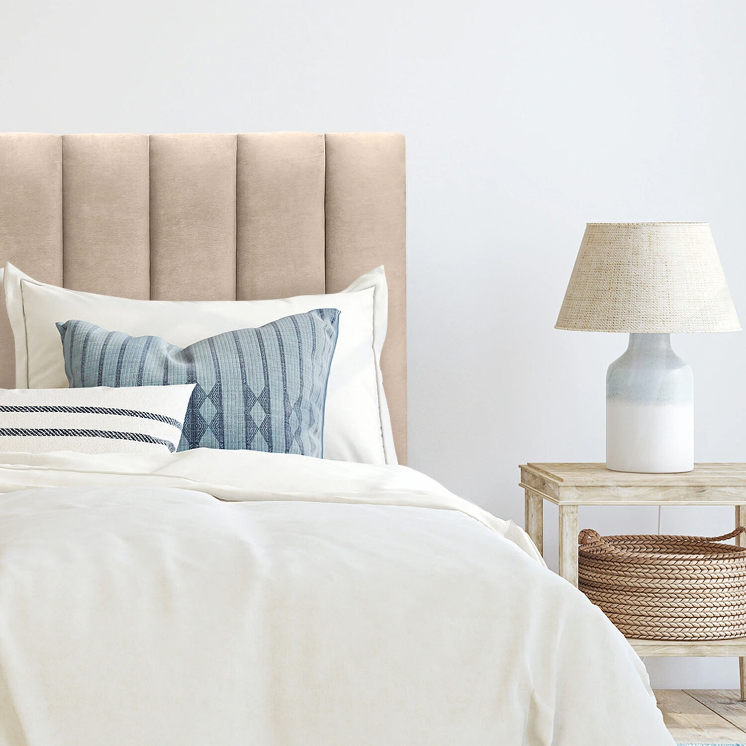 Respaldo De Cama Tubular Vertical Felpa Beige 1 Plaza image number 2.0