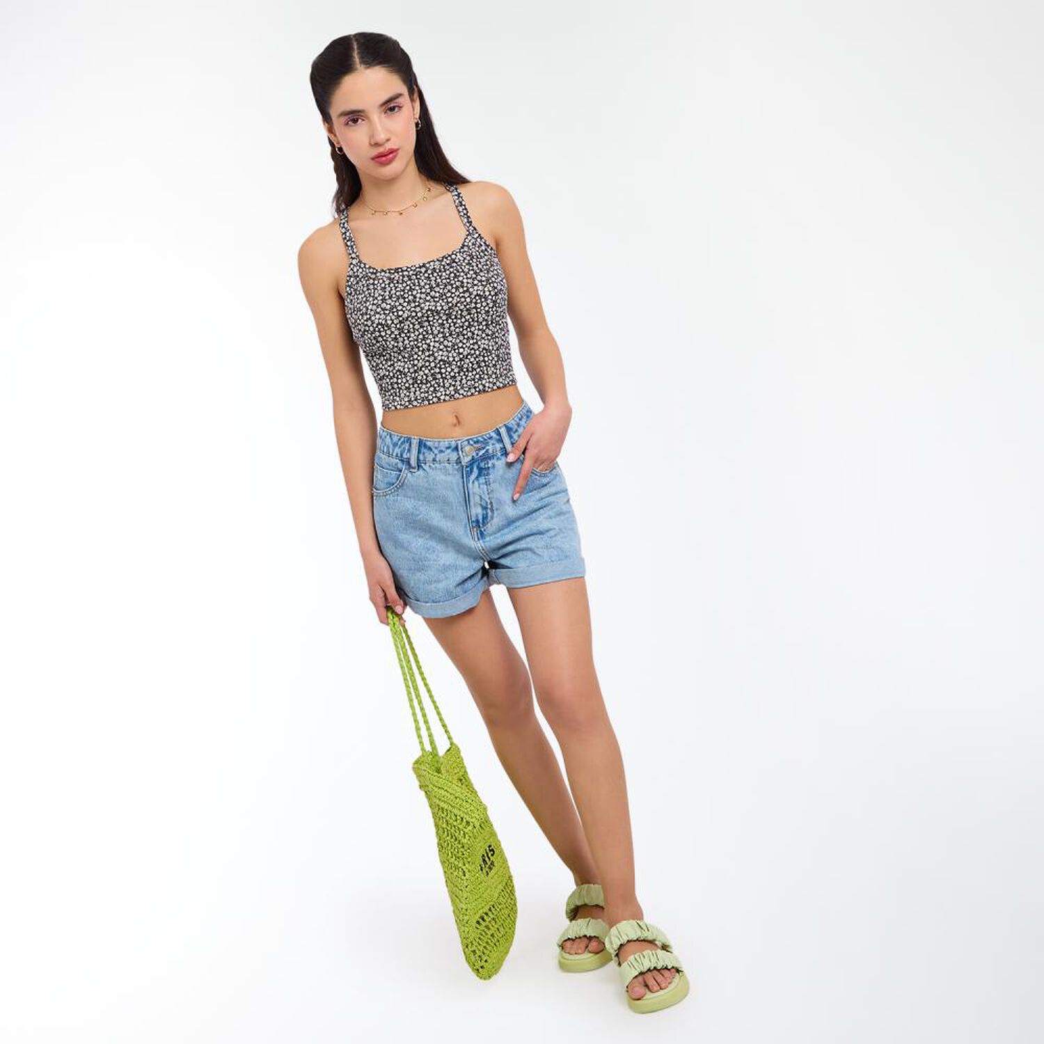 Polera Crop Estampada Sin Mangas Cuello Recto Mujer Freedom image number 1.0