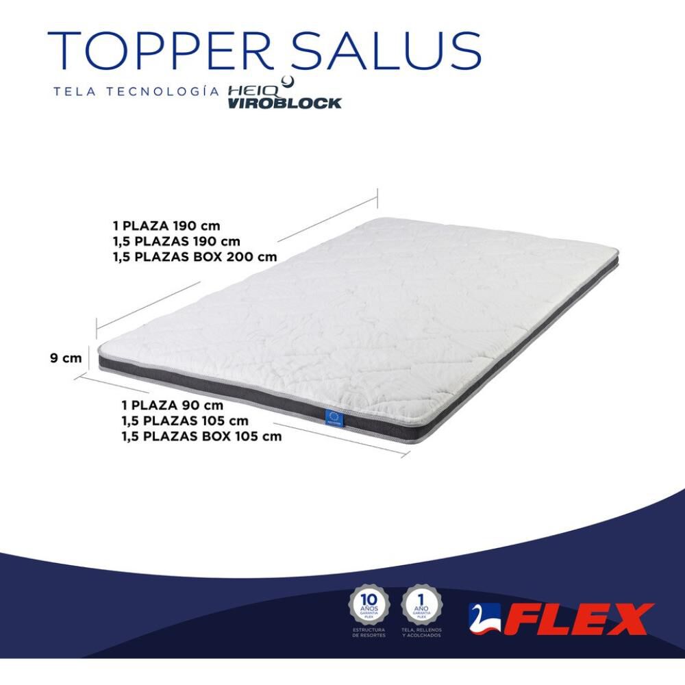 Topper Flex Salus / 1.5 Plazas / 190x105 Cm + Almohada image number 7.0