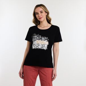 Polera Lisa Manga Corta Cuello Redondo Mujer Geeps