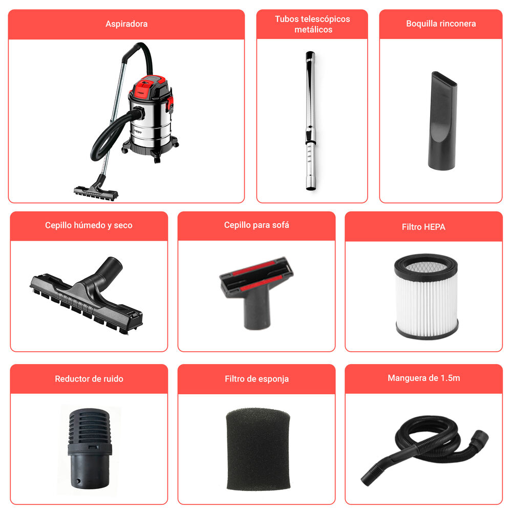 Aspiradora Industrial Polvo Y Agua Nappo 20l 1300w image number 1.0