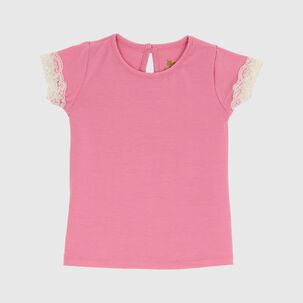 Polera Rosa Encaje Algodón Peruano