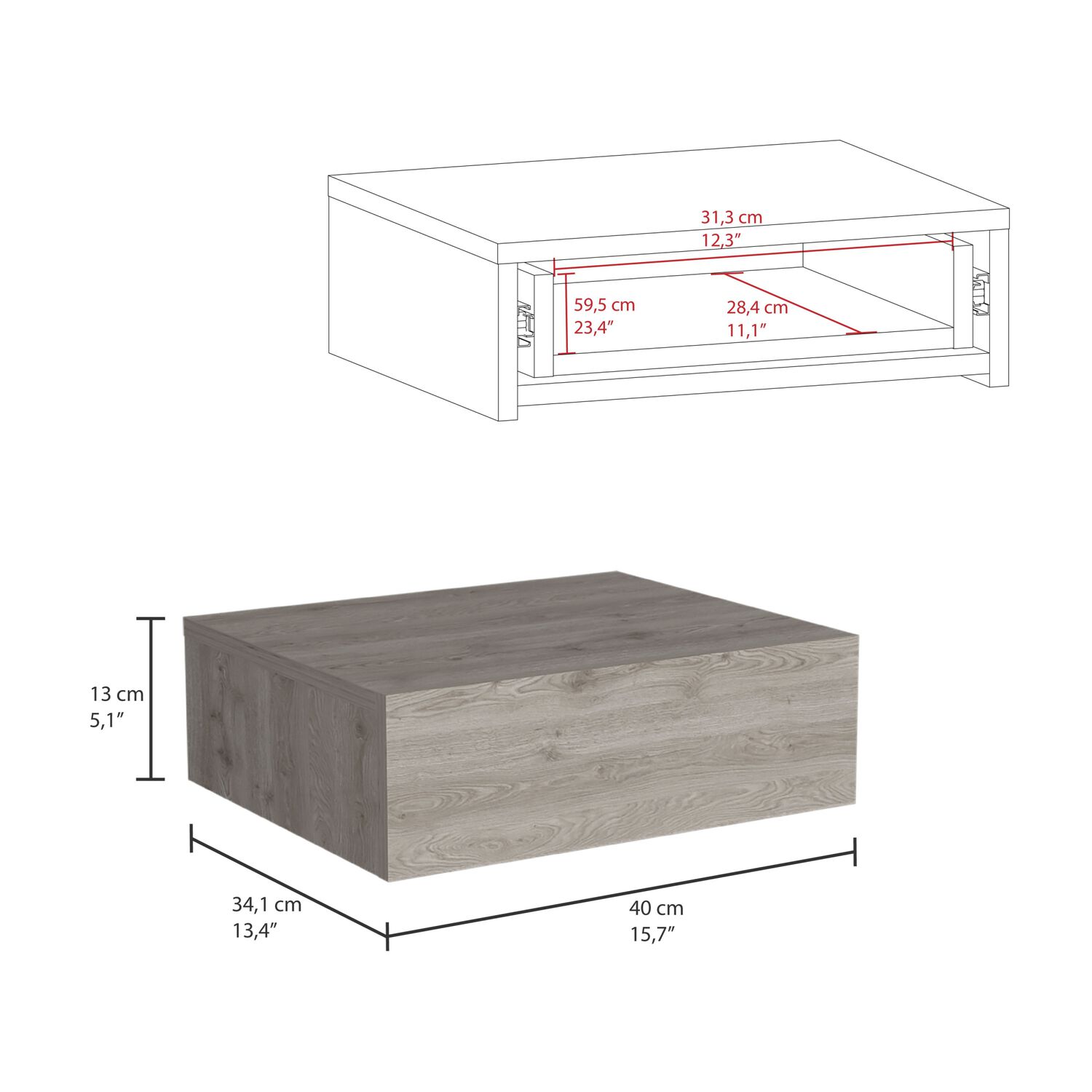 Velador Flotante 1 Cajon Fm-013g Gris image number 5.0