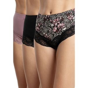 Pack 3 Pantaletas Tiro Alto Algod&oacute;n Mujer Kayser P3145053-neg9