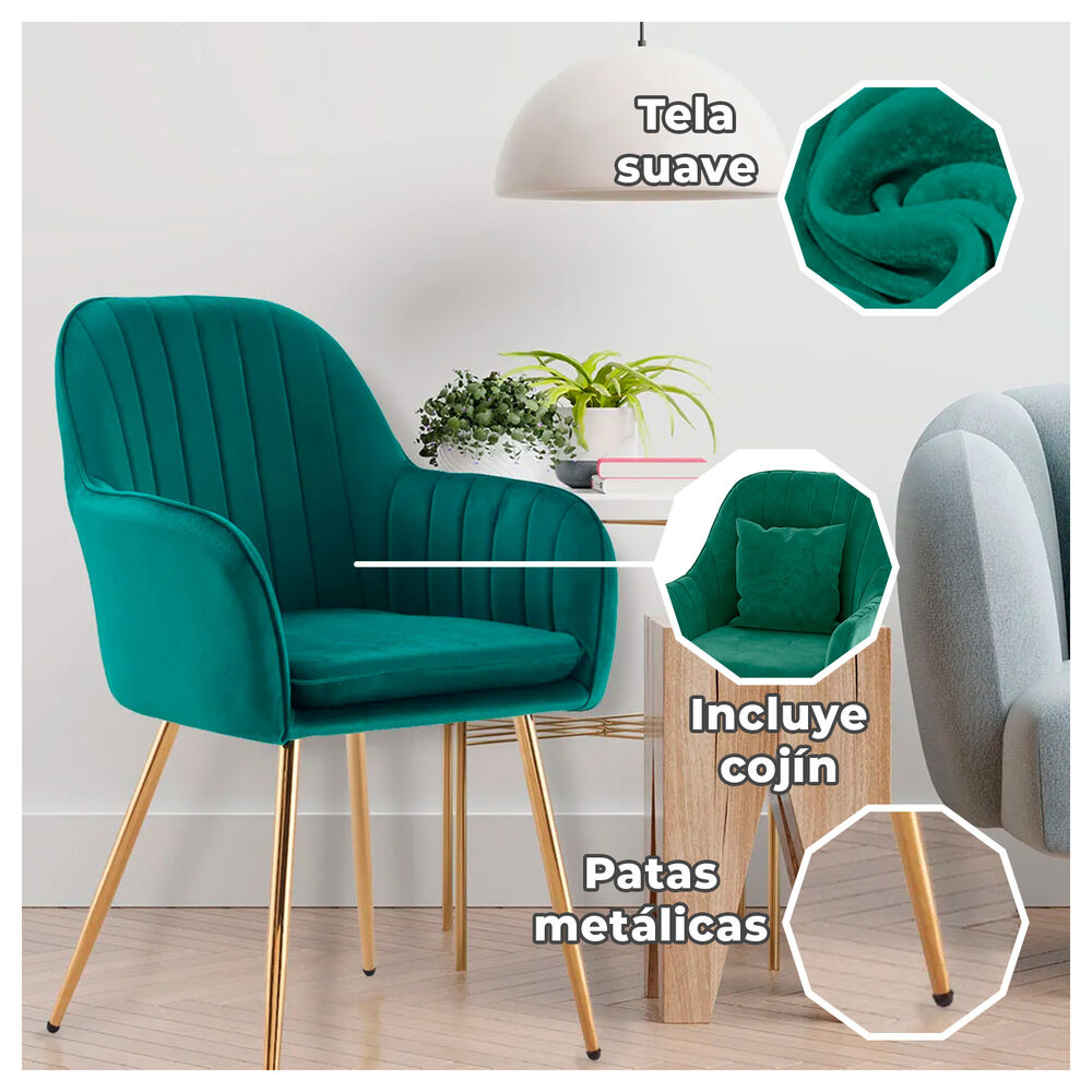 Butaca Poltrona Sof&iacute; De Terciopelo Con Patas De Metal image number 1.0