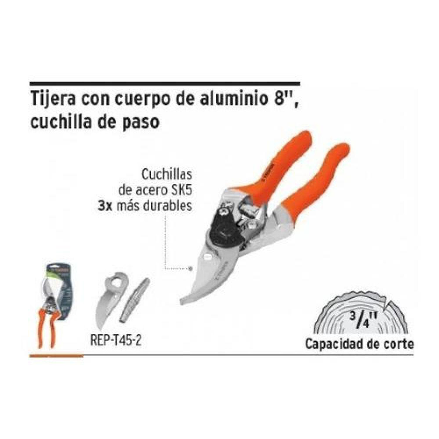 Tijera Podar Profesional Cuchilla 8.1/2 T-45 Truper Jardin image number 2.0