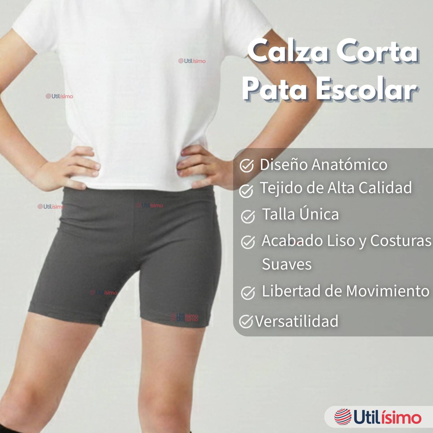 Pack 6 Calzas Cortas Escolar Pata Deportivas Ni&ntilde;a Color Gris image number 1.0