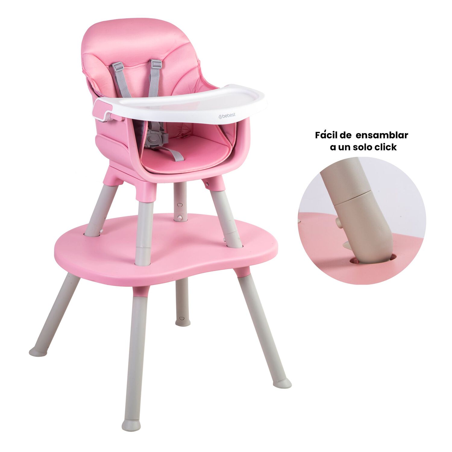 Silla De Comer Baby Desk 4 & 1 Rosa Bebesit image number 3.0
