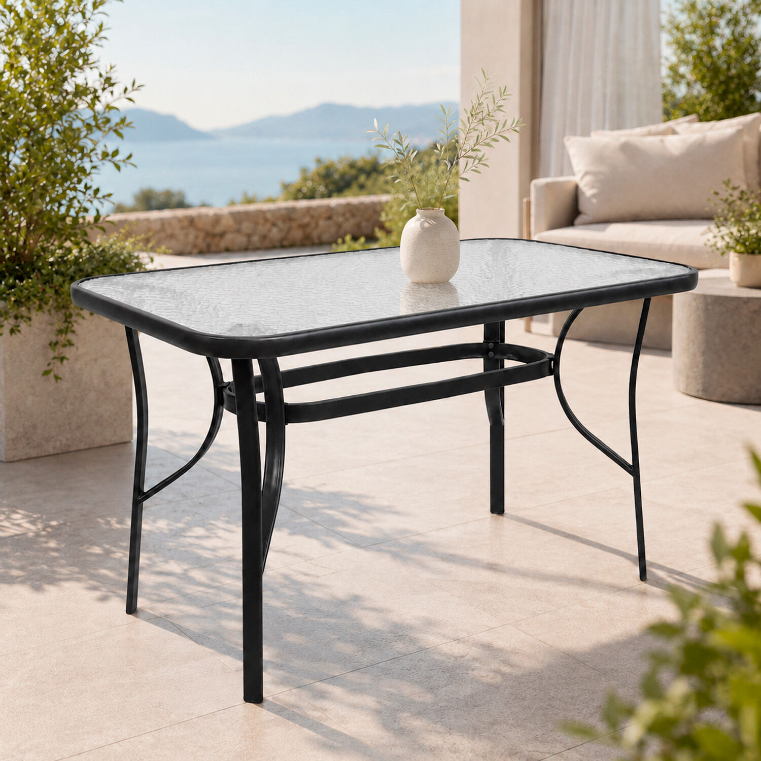 Mesa Terraza Vidrio Y Acero 70x70x120 Negra image number 5.0
