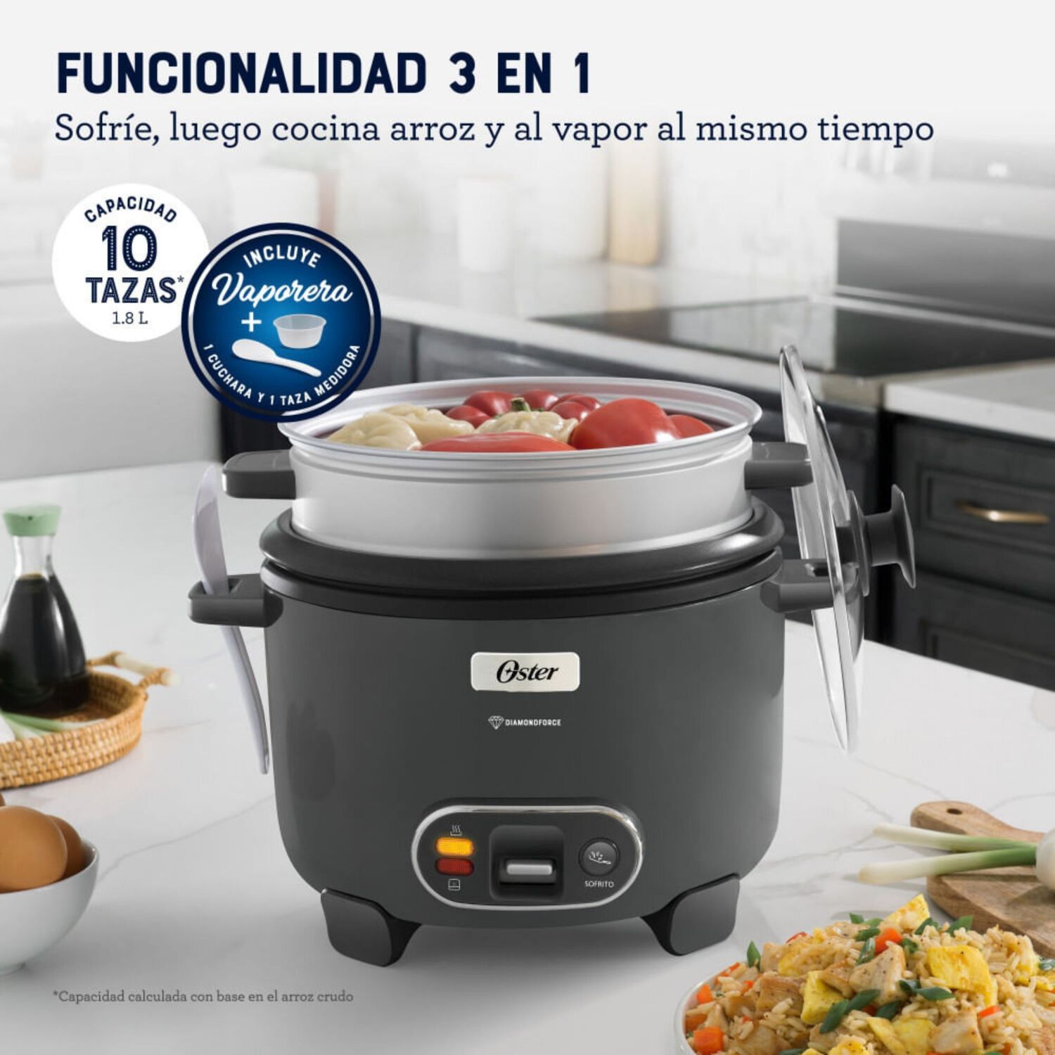 Oster Arrocera 3en1,recubrimiento Antiadherente 1,8 L Oster Diamondforcen,ckstrc10dfske Version 2026 image number 5.0