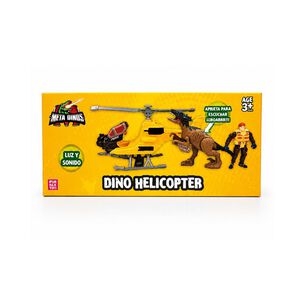 Play Set Con Helic&oacute;ptero, Dinosaurios Y Figuras