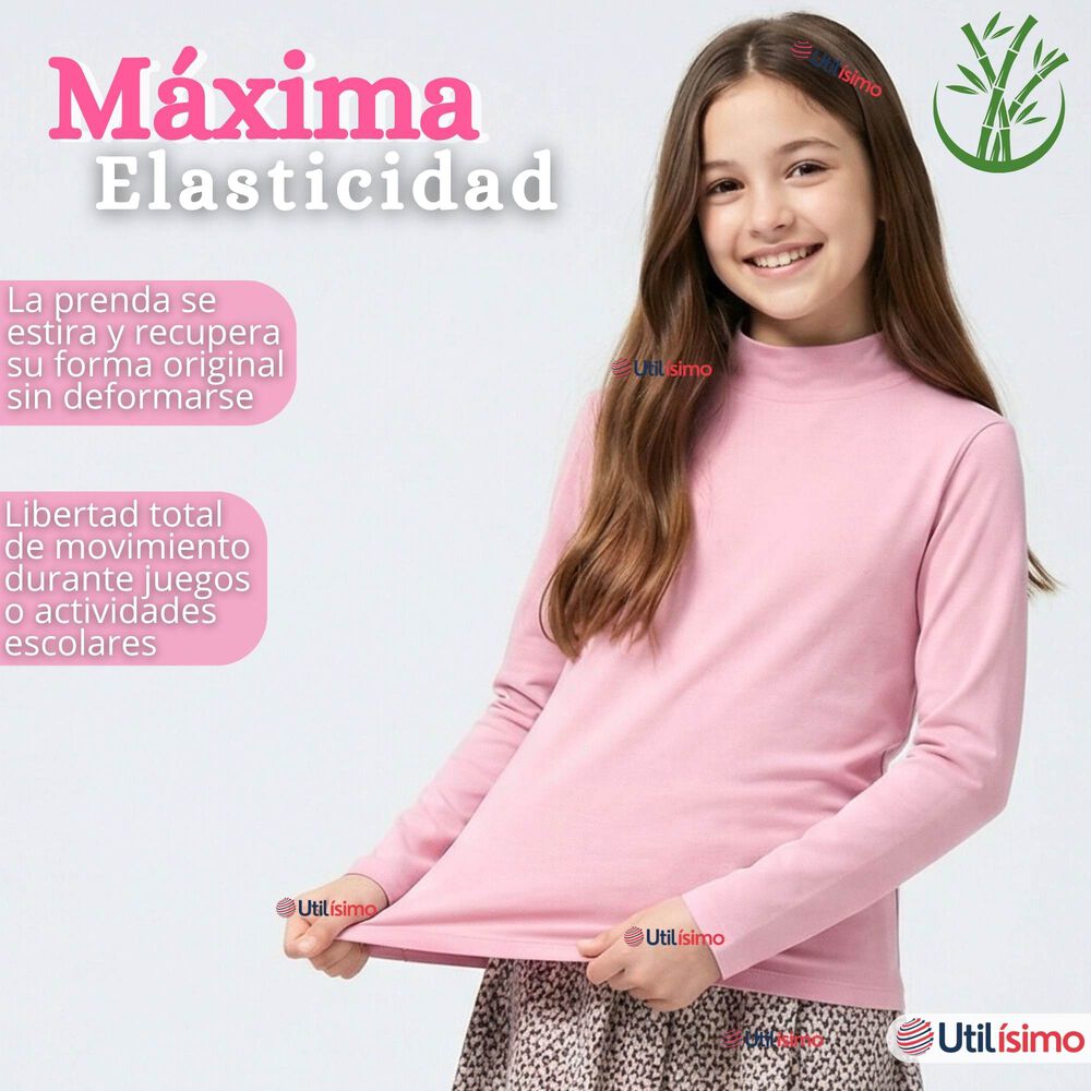 Pack 6 Poleras Camisetas Bamb&uacute; Cuello Beatle Primera Capa Manga Larga Colores Surtido Ni&ntilde;a image number 5.0