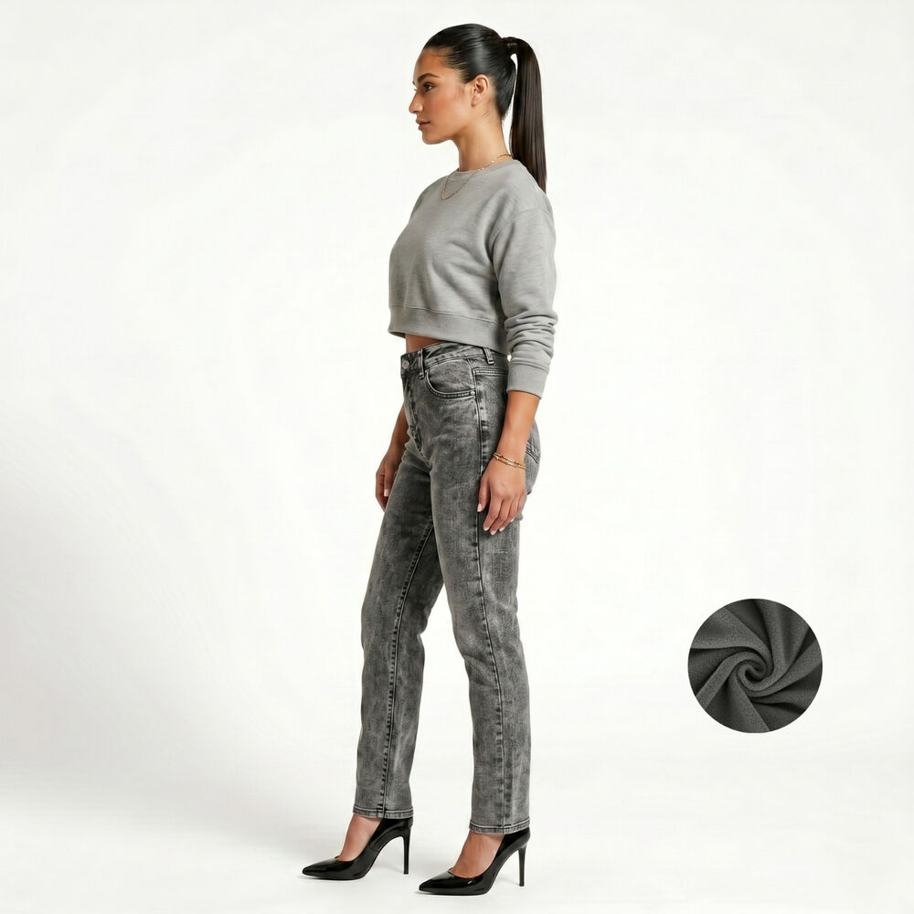 Jeans Pantalon Recto Forro Polar Mujer image number 1.0