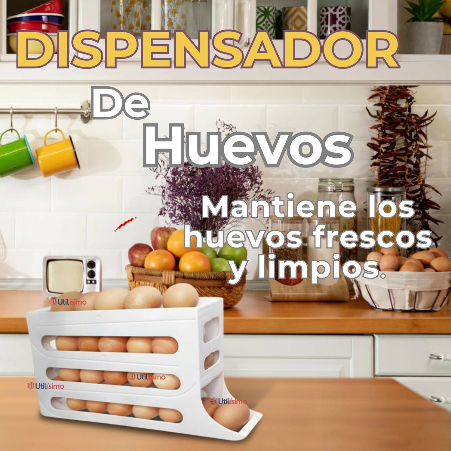 Organizador Dispensador De Huevos Para 30 Huevos Huevera 4 Niveles image number 6.0
