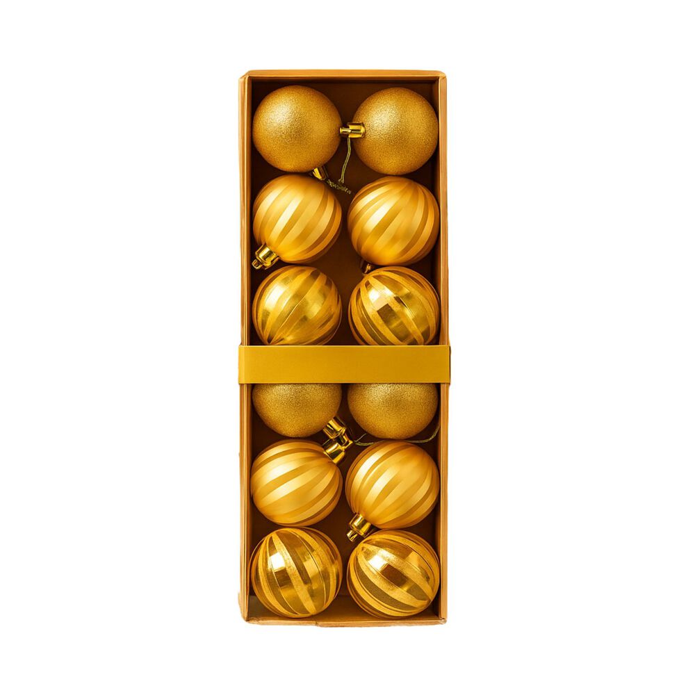 12 Bambalinas Esferas Navideñas Dorado 6cm Decoracion Navidad image number 0.0