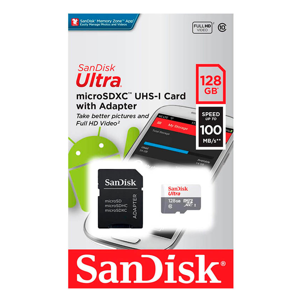 Tarjeta De Memoria Microsd 128gb Sandisk + Adaptador 100mb/s image number 2.0