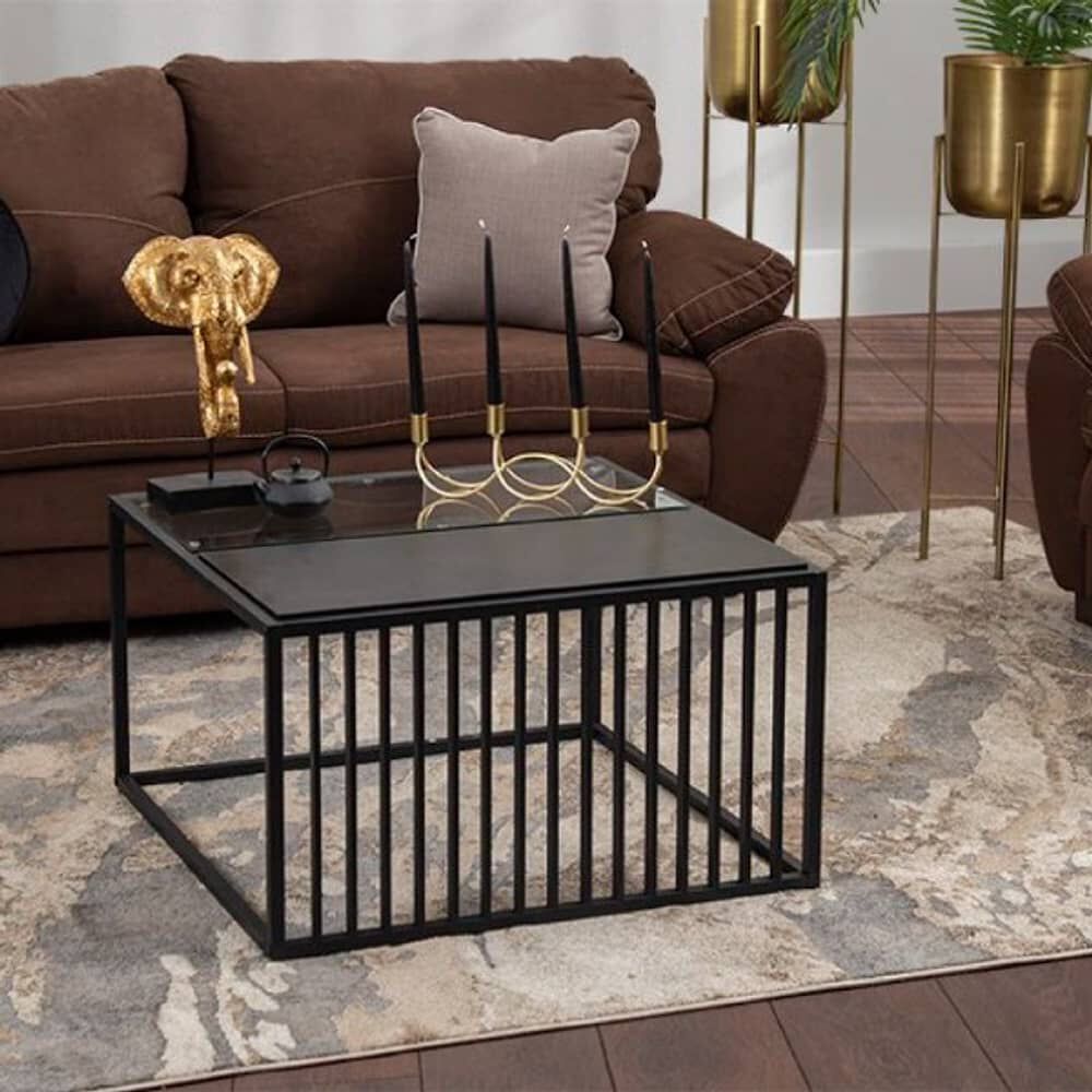 Mesa Elegante Estilo Enrejado Black Tope Vdirio Base Matlica image number 2.0