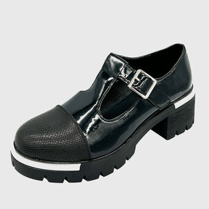Zapato Para Mujer Con Taco Bajo Mary Jane Negro