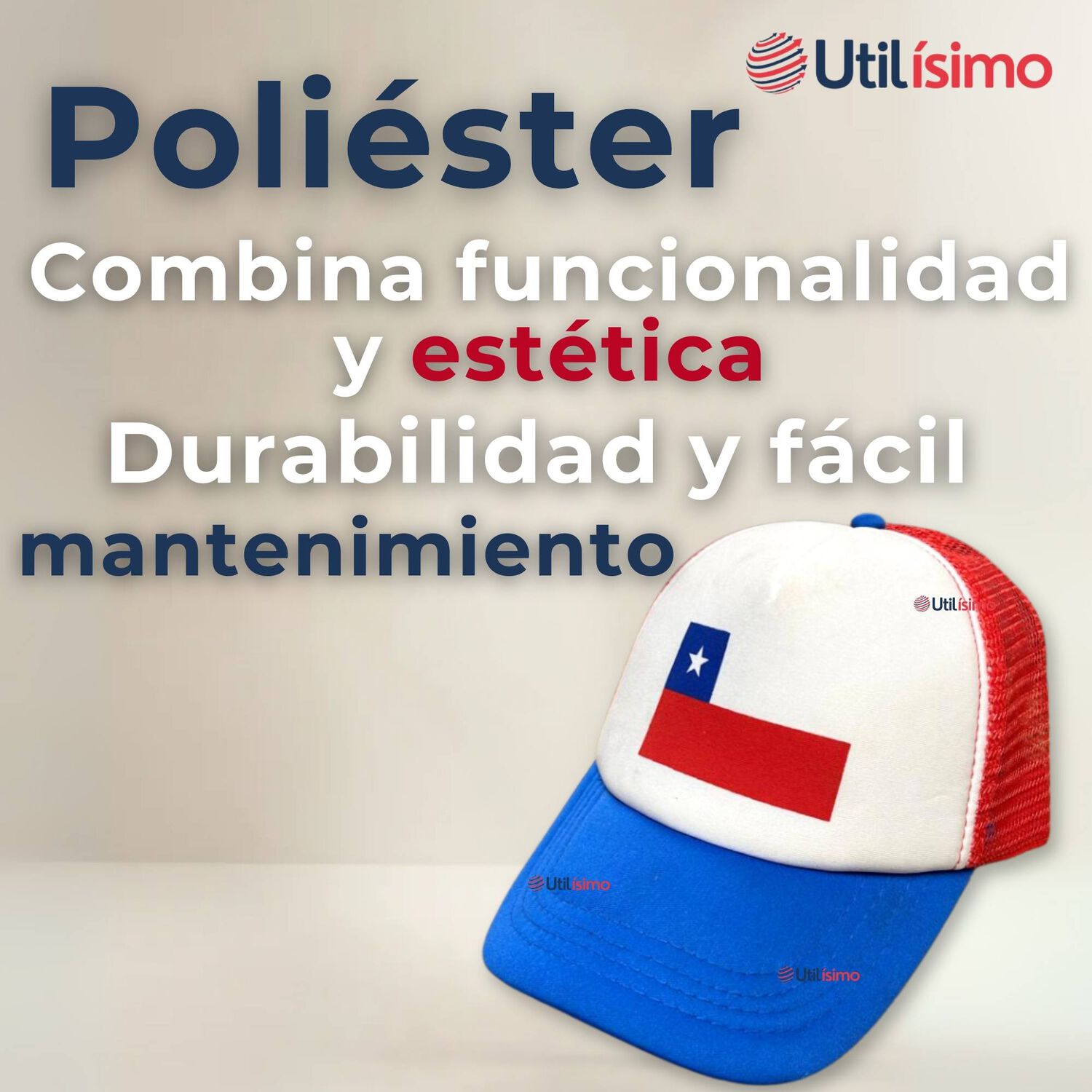 Gorro Jockey Talla &Uacute;nica Ajustable Malla Poli&eacute;ster Estampado Chileno image number 8.0