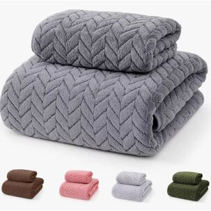 Juego De 2 Toallas De Ba&ntilde;o Altamente Absorbentes