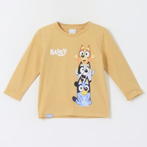 Polera Manga Larga Ni&ntilde;o Jugando Amarillo Friends & Bluey
