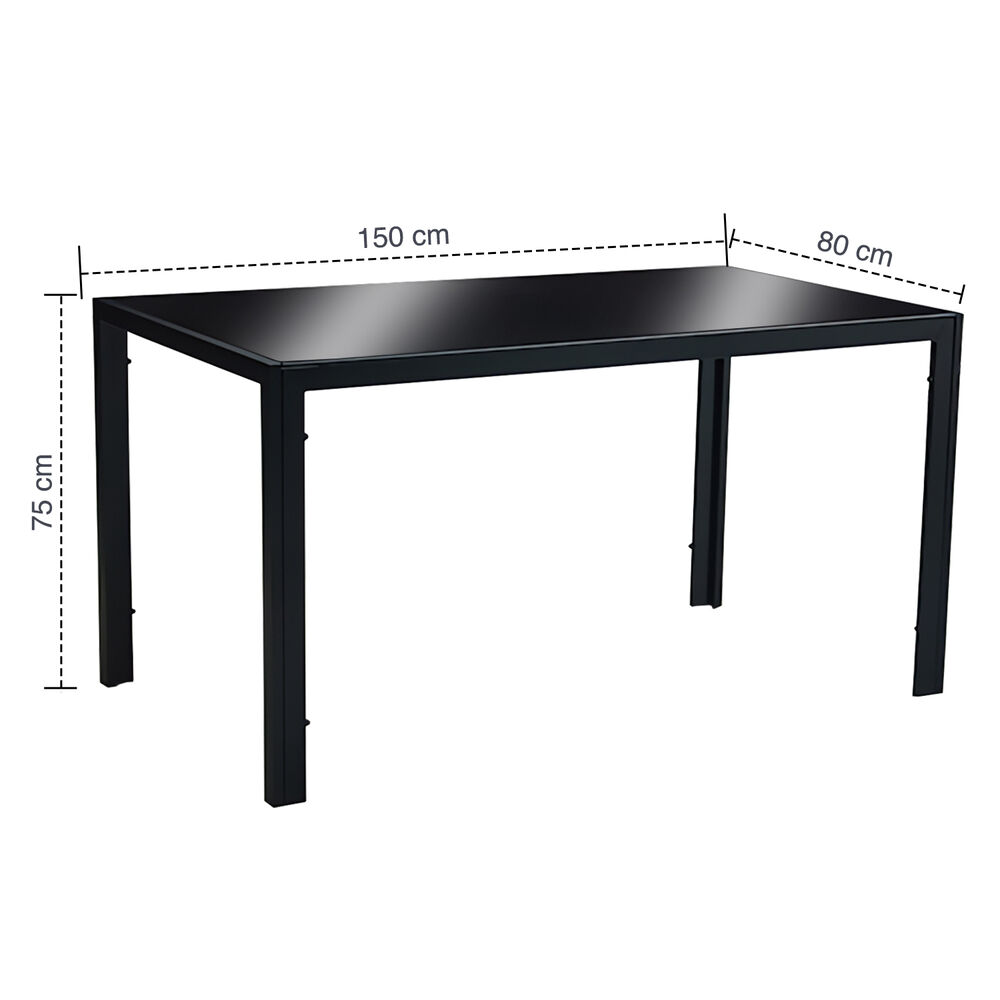 Mesa De Comedor Vidrio Negro 150x80x75cm image number 2.0