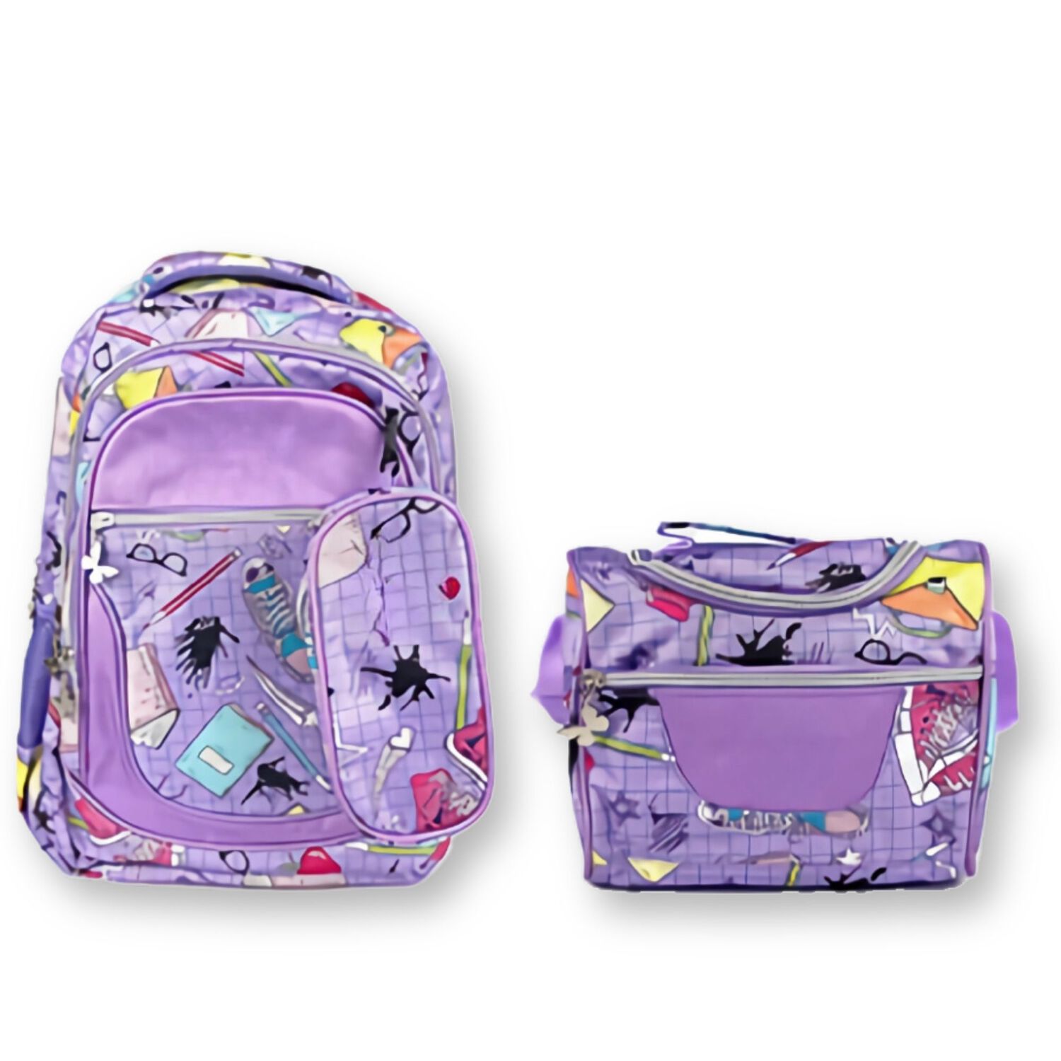 Pack Mochila Lonchera Estuche 45cm Juvenil Y Escolar Girls Geometric Purpura image number 0.0