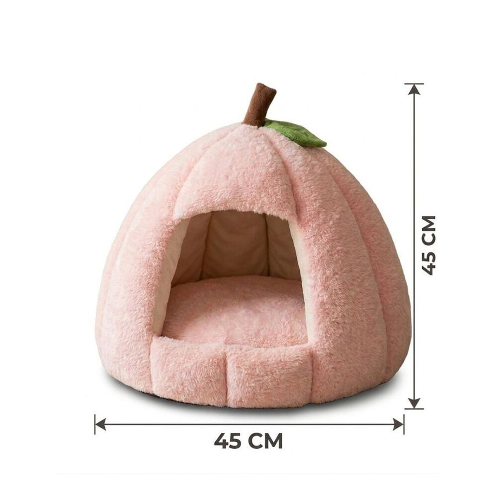 Cama Tipo Cueva Igl&uacute; Para Mascotas Perro Gato Felpa Suave Rosa image number 3.0
