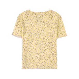 Polera Crop Estampada Manga Corta Cuello Redondo Mujer Freedom