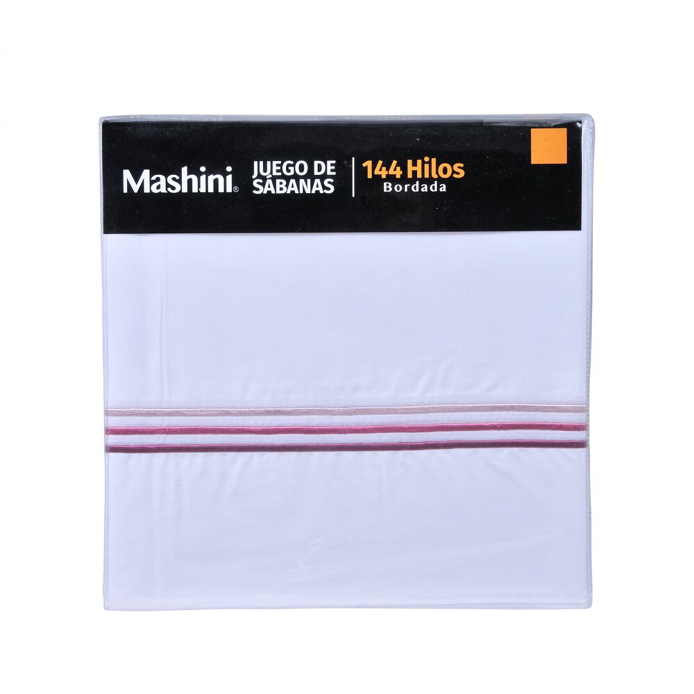 Sabana Bordada 144 Hilos Mashini 1.5 P Line Rosado image number 2.0
