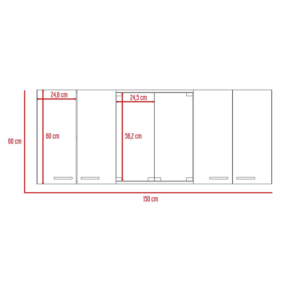 Mueble Superior De Cocina 6 Puertas 150x60x31,5 Cm Café Y Blanco image number 7.0