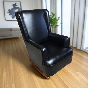 Sillon Mecedor Ecocuero Negro