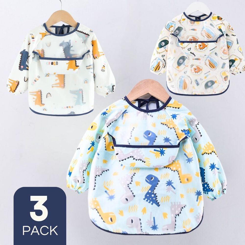 Pack 3 Babero Delantal Impermeable Manga Larga Bebe Y Ni&ntilde;o image number 0.0