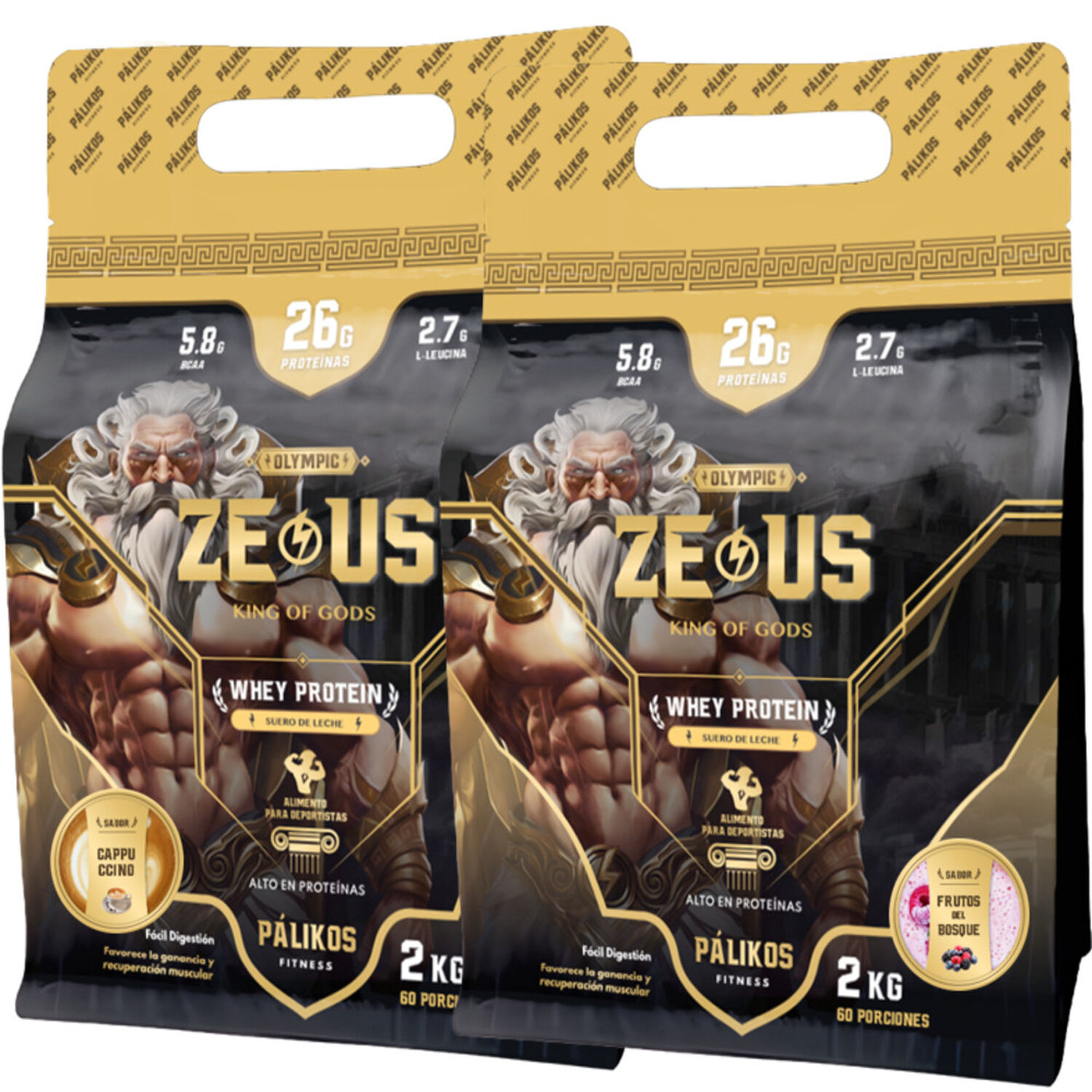 100% Whey Protein - 2 X Doypack De 2kg(cappuccino Y Frutos Del Bosque) image number 0.0