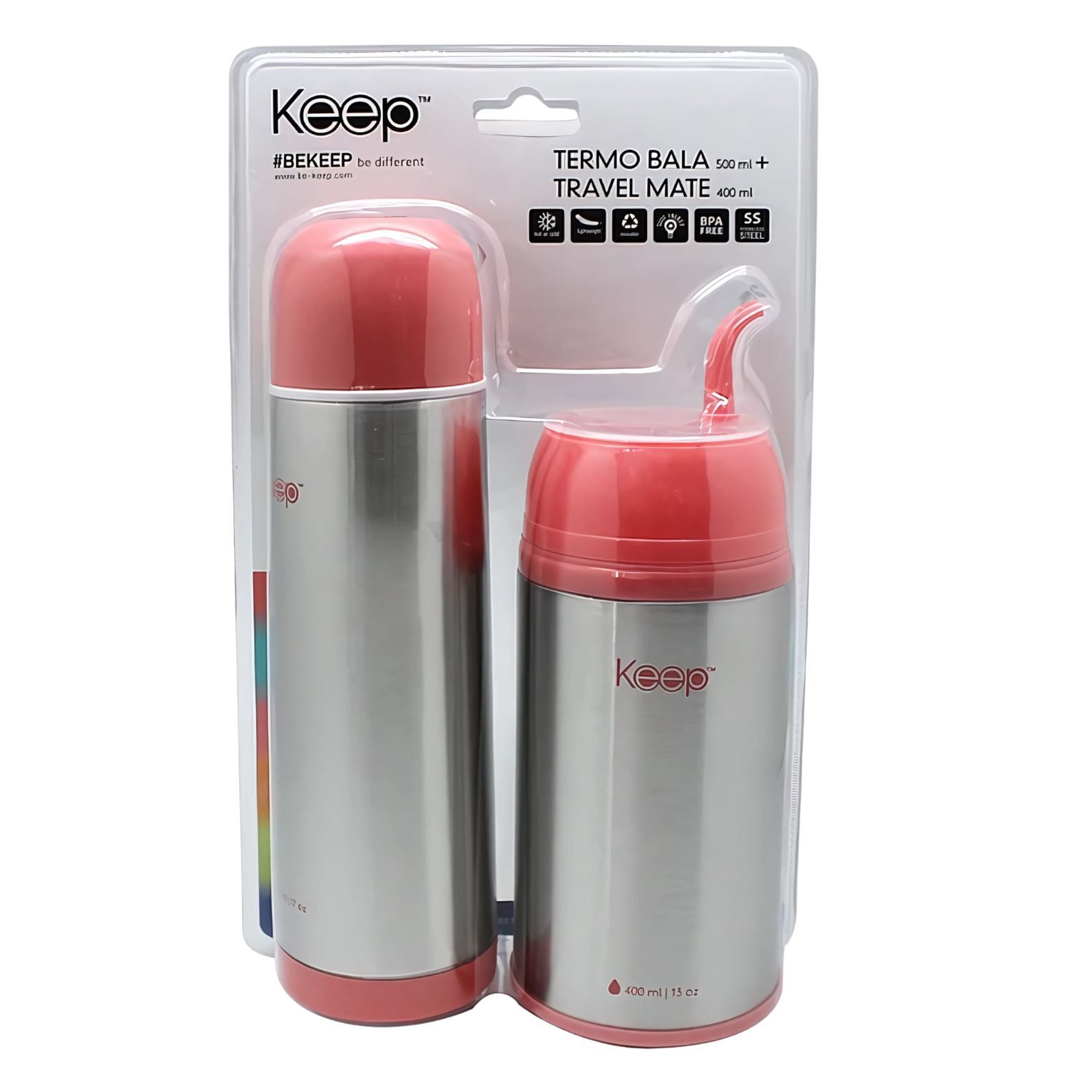 Set Termo Bala + Travel Mate Doble Pared Colores Keep - Ps image number 0.0