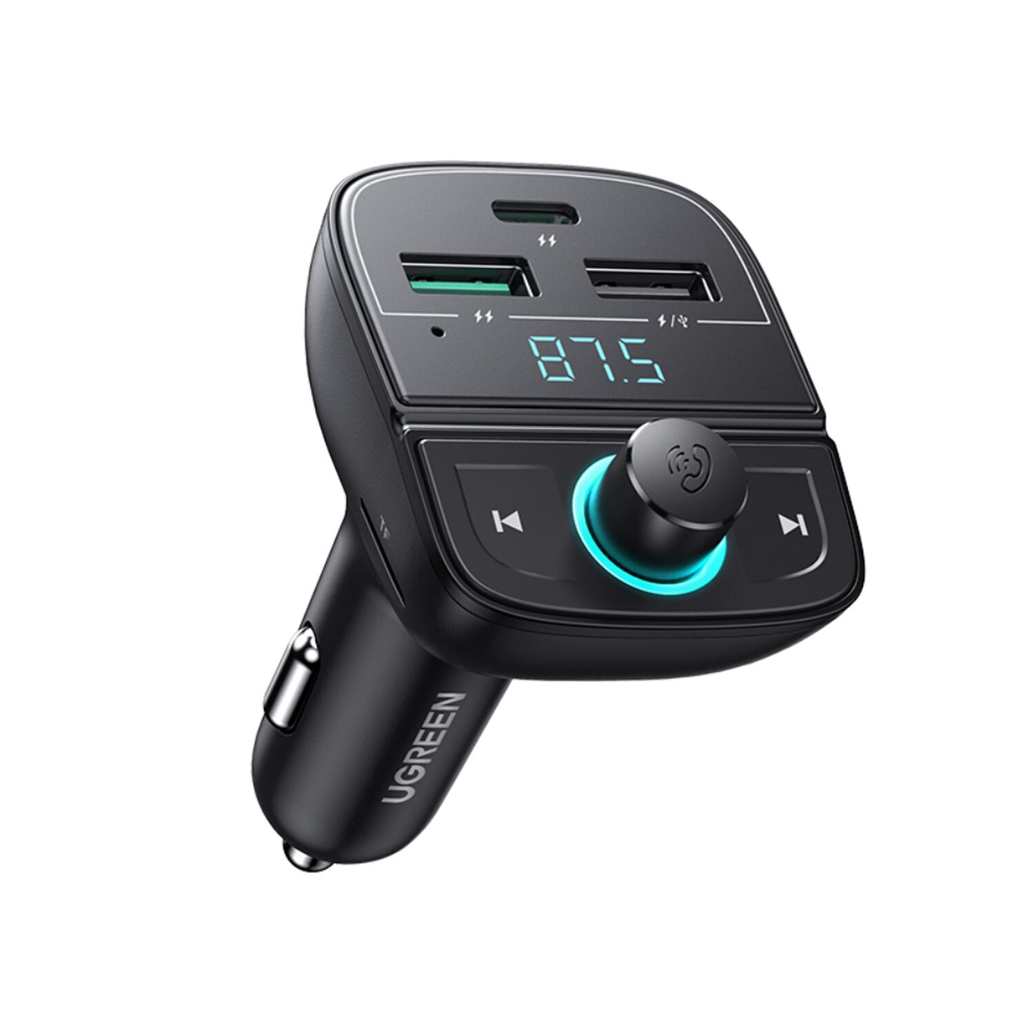 Transmisor De Audio Fm Bluetooth 5.0 Automovil 2usb-a/1usb-c 36a+slot Microsd Ugreen Cd229 image number 0.0