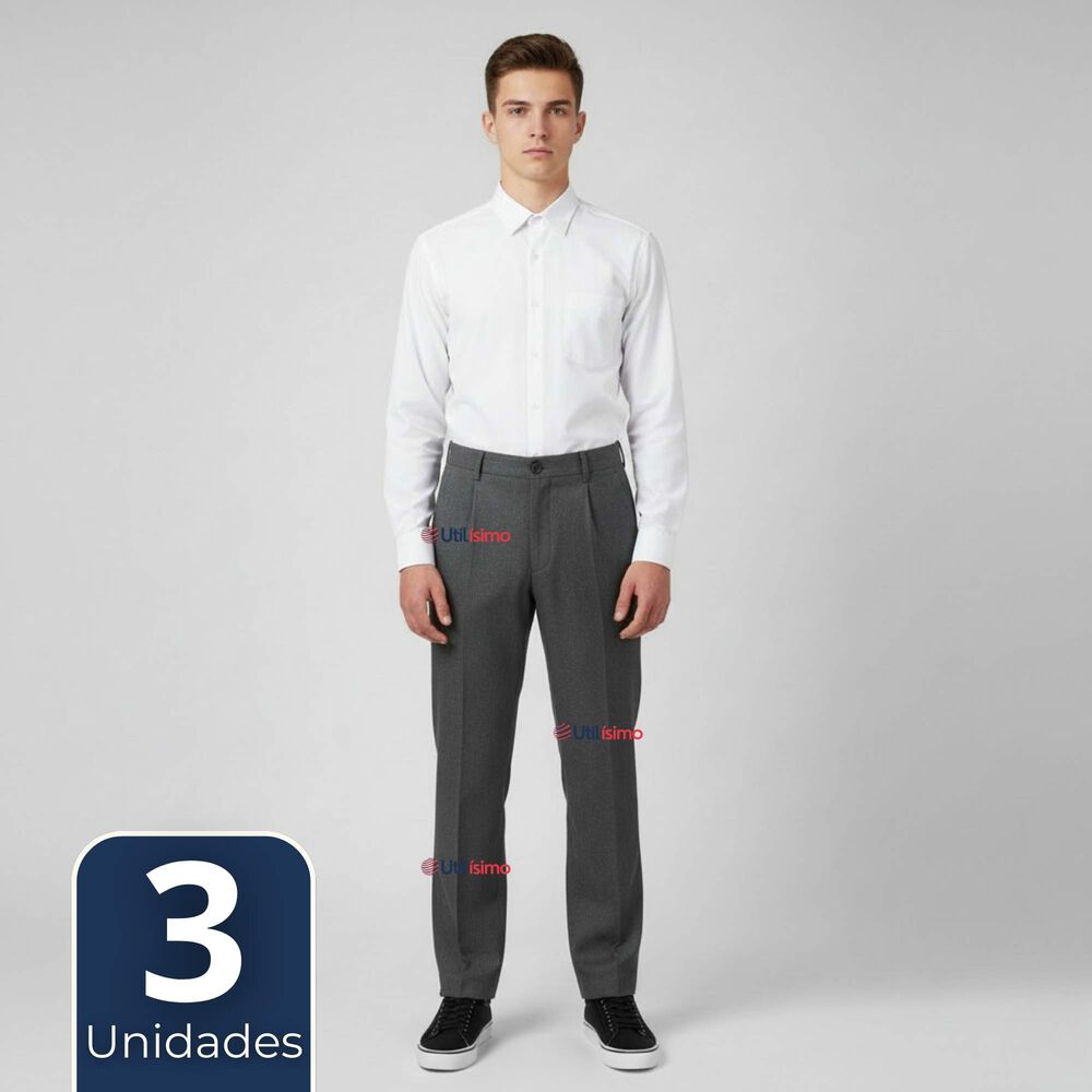 Pak 3 Pantal&oacute;n Escolar Colegio Cl&aacute;sico Gris Ni&ntilde;o Juvenil image number 0.0
