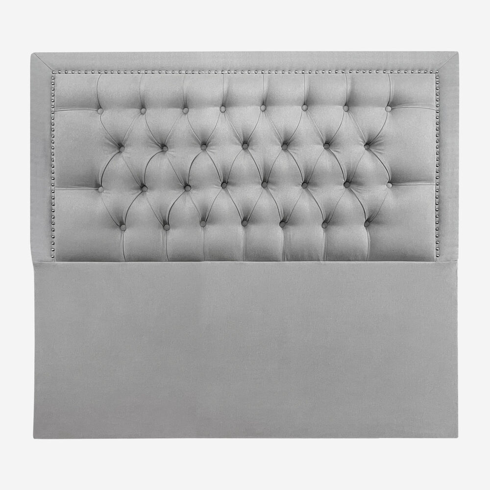 Respaldo De Cama Capitoné Frame Tachas Lino Gris Plata King image number 1.0