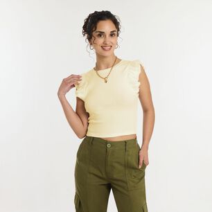Polera Manga Corta Con Vuelos Cuello Redondo Mujer Freedom