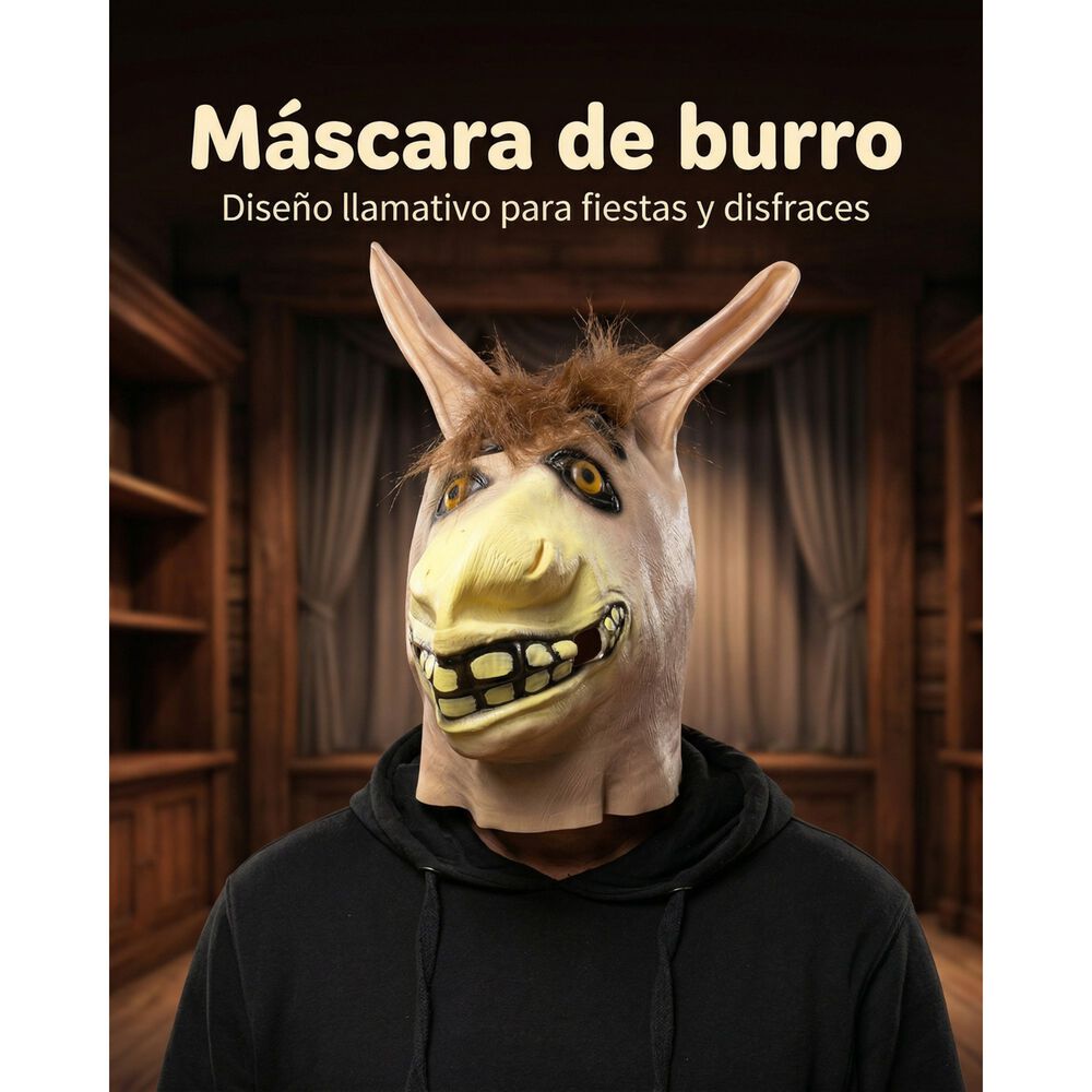M&aacute;scara Burro Estilo Shrek Cabeza Completa Para Cosplay image number 5.0