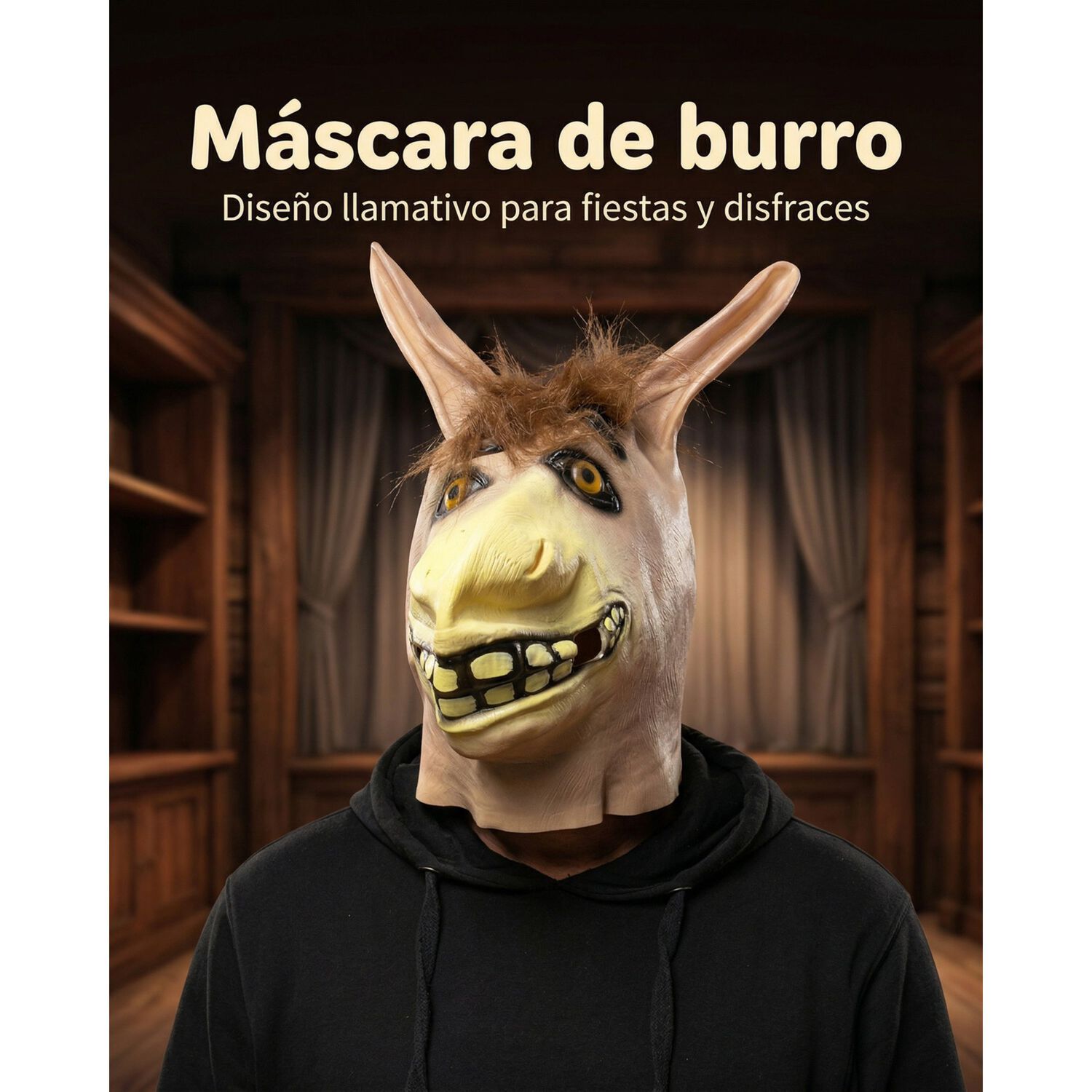 M&aacute;scara Burro Estilo Shrek Cabeza Completa Para Cosplay image number 5.0