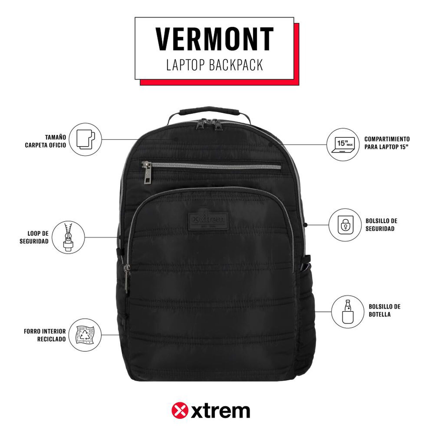 Mochila Notebook Xtrem Vermont 5xt 15" image number 8.0