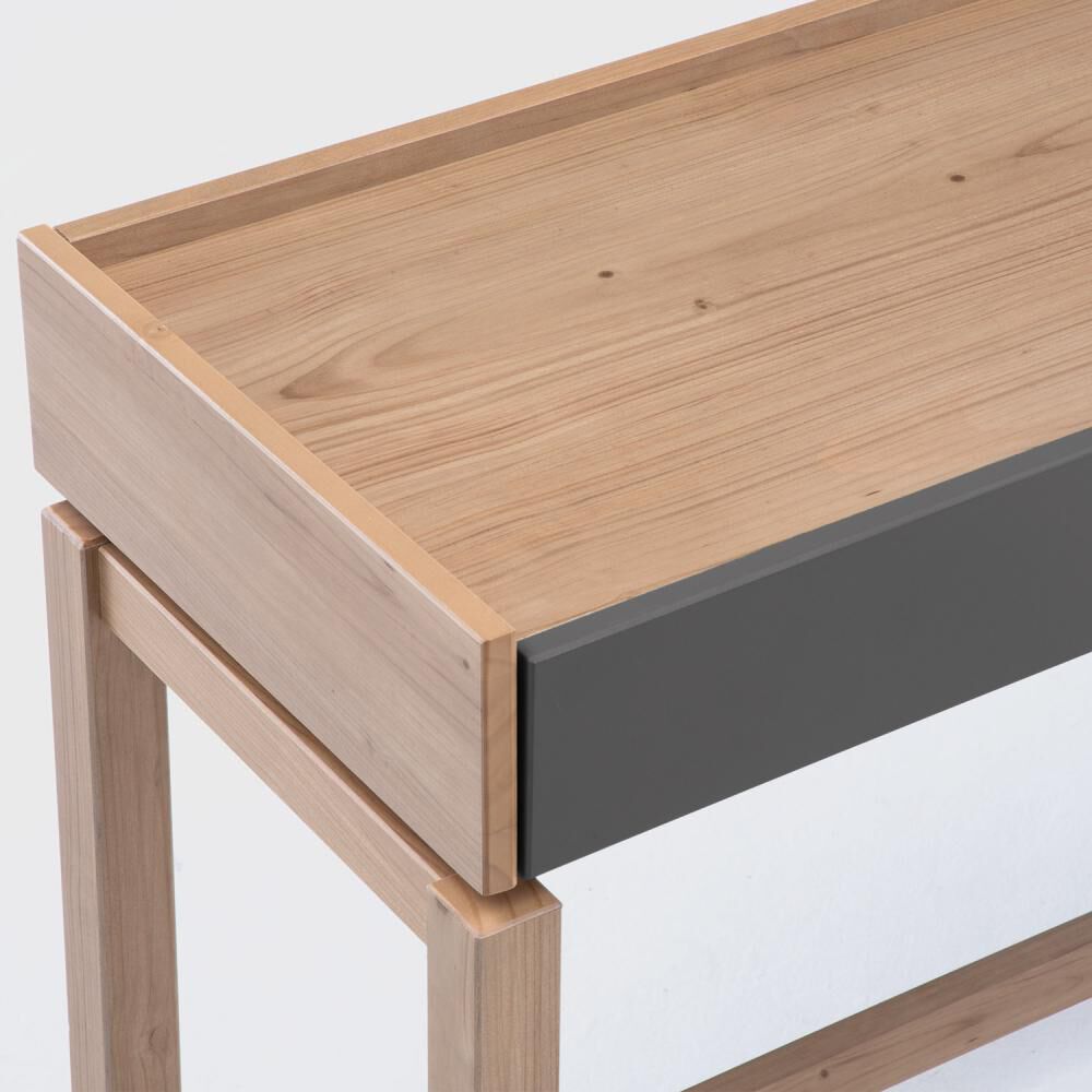 Mesa De Arrimo Roca Barcelona 2 Cajones Grafito-roble image number 4.0