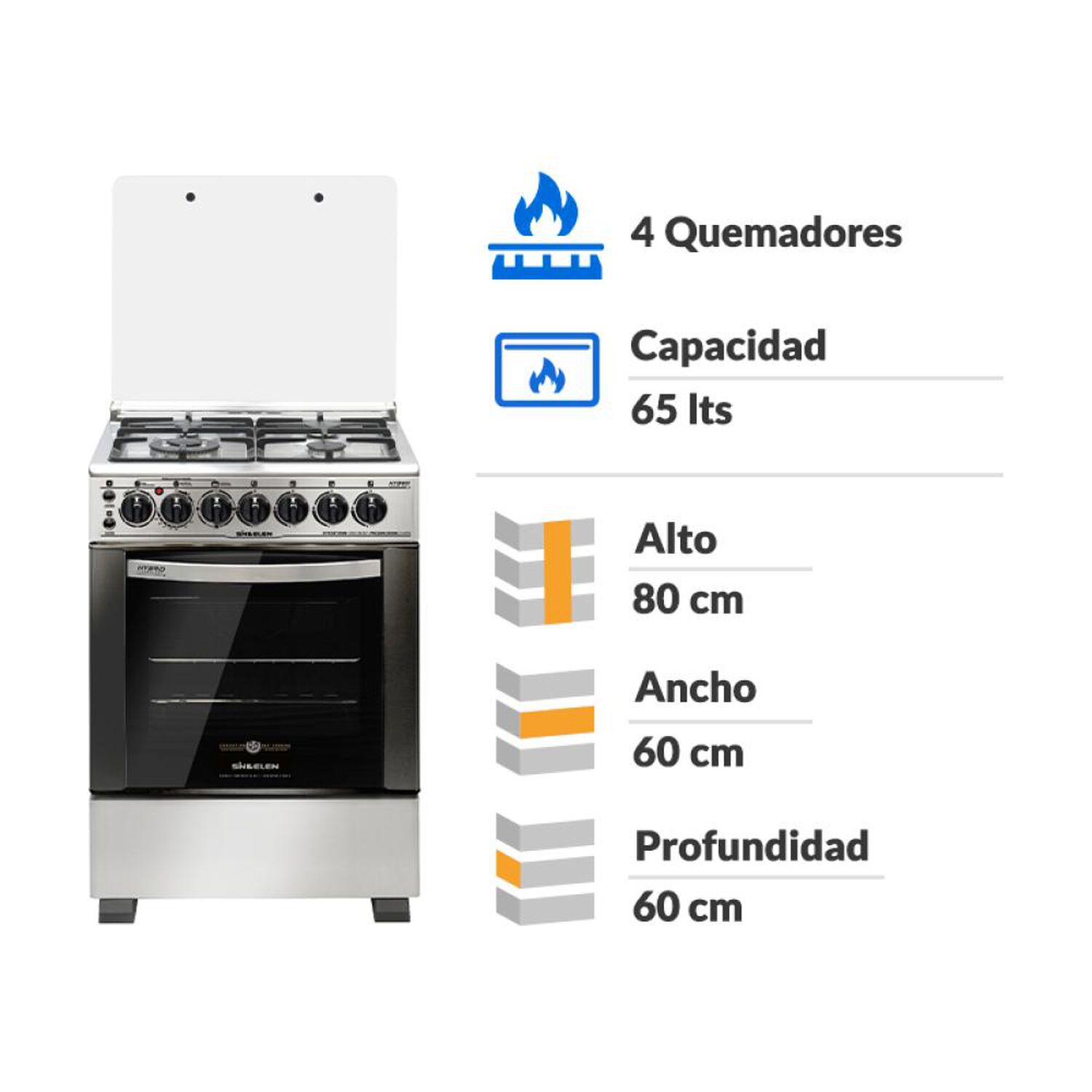 Cocina A Gas Sindelen CH-640NI-HYBRID T / 4 Quemadores image number 1.0
