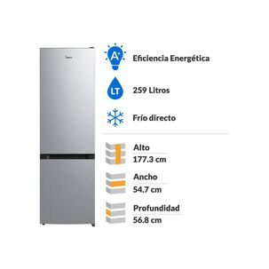 Refrigerador Bottom Freezer Midea MDRB369FGE50 / Frío Directo / 259 Litros / A+