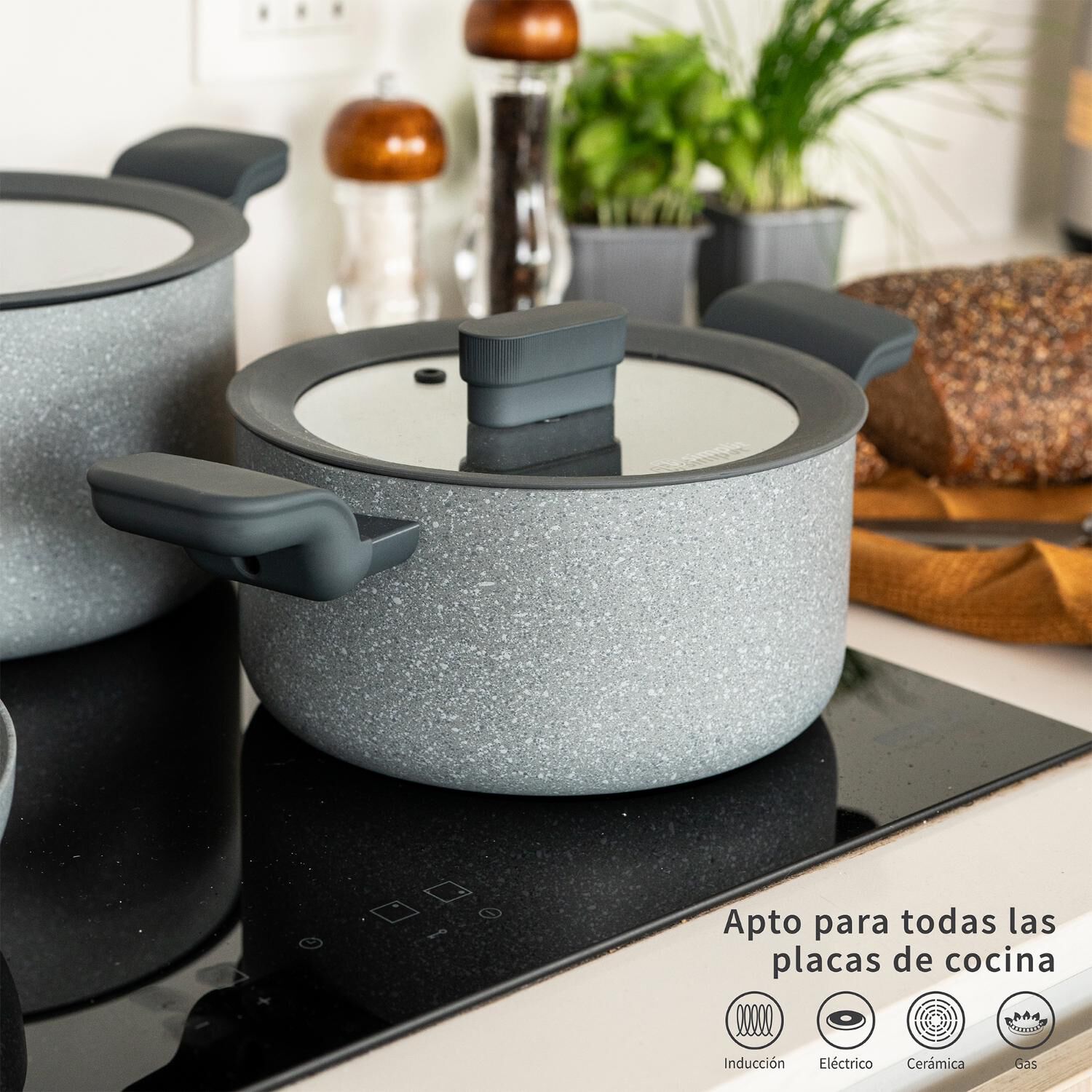 Bater&iacute;a De Cocina Antiadherente Pompei Granito 7 Pcs Simplit image number 2.0