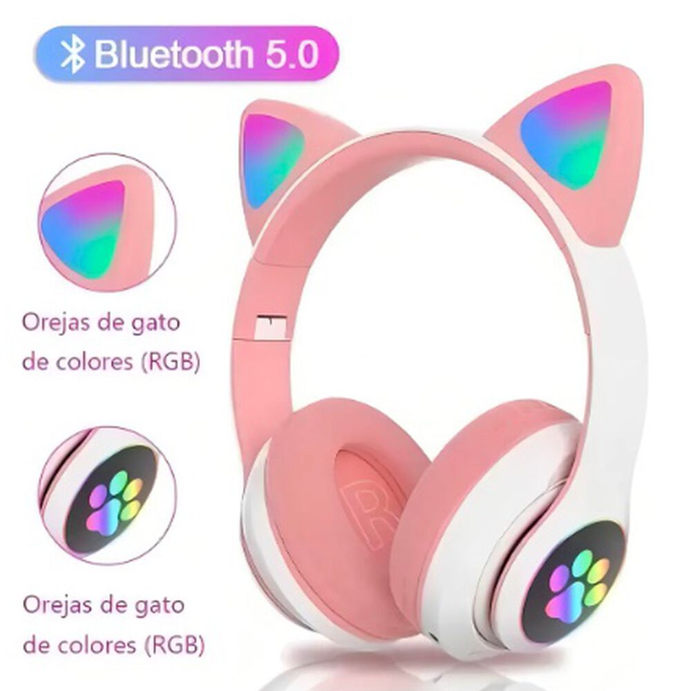 Audífonos Gamer Inalámbricos Rosados Con Luz Led image number 2.0